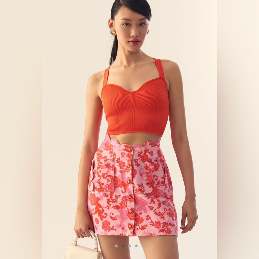 EUC Anthropologie Maeve Scalloped Button-Front Skirt // Size 16